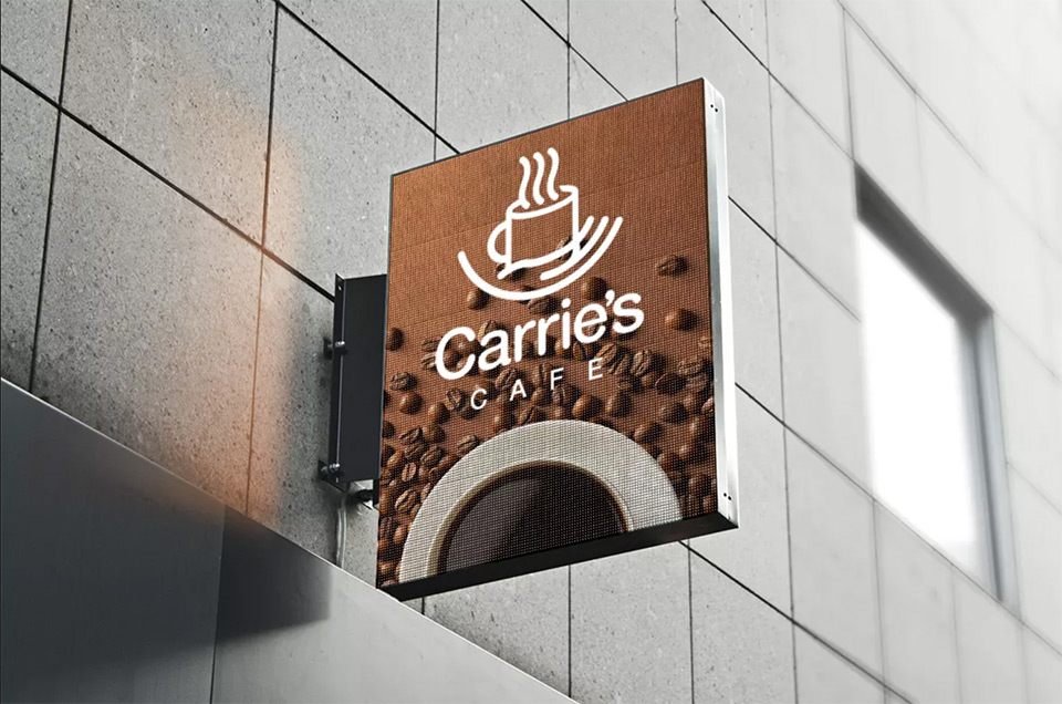 Cartel Saliente LED en local comercial