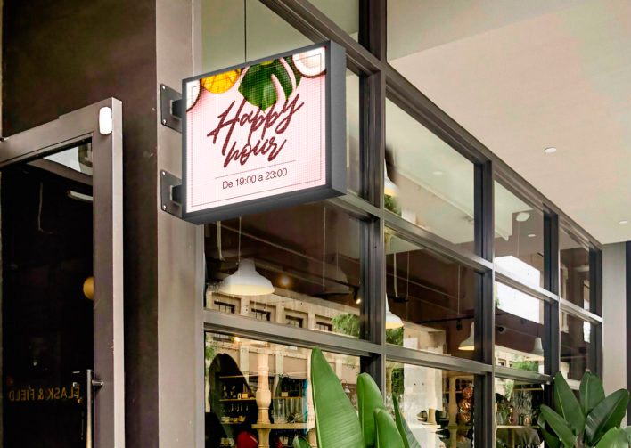 Cartel Saliente LED en institución